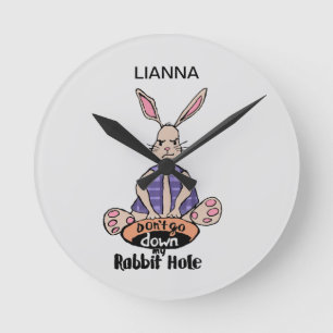 ADHD Rabbit Hole Personalised Round Wall Clock
