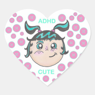 ADHD sticker with "ADHD Cute" illustration