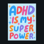 ADHD Super Power Fun Bubble Letters CUSTOM  Postcard<br><div class="desc">Hand made card for you! Customise with your own text or change the colours. Check my shop for lots more colours and designs or let me know if you'd like something custom!</div>