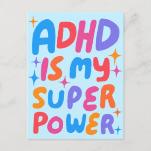 ADHD Super Power Fun Bubble Letters CUSTOM  Postcard