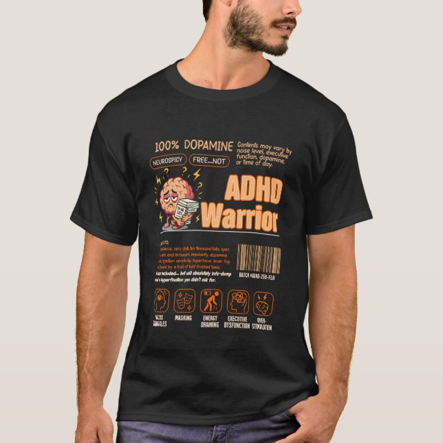 ADHD Warrior Barcode Neurodiversity ADHD Autism Do T-Shirt (Front)