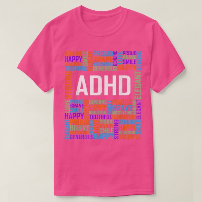 ADHD Words Support Gifts Christmas T-Shirt (Design Front)