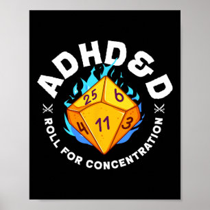Adhdandd Roll For Concentration Adhd Awareness Fun Poster