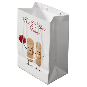 Adhesive Bandage Cheerleaders On White Medium Gift Bag