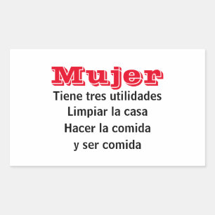 Adhesive La mujer tiene tres utilities Rectangular Sticker