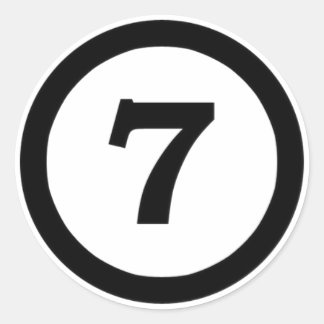 adhesive number 7, number seven classic round sticker