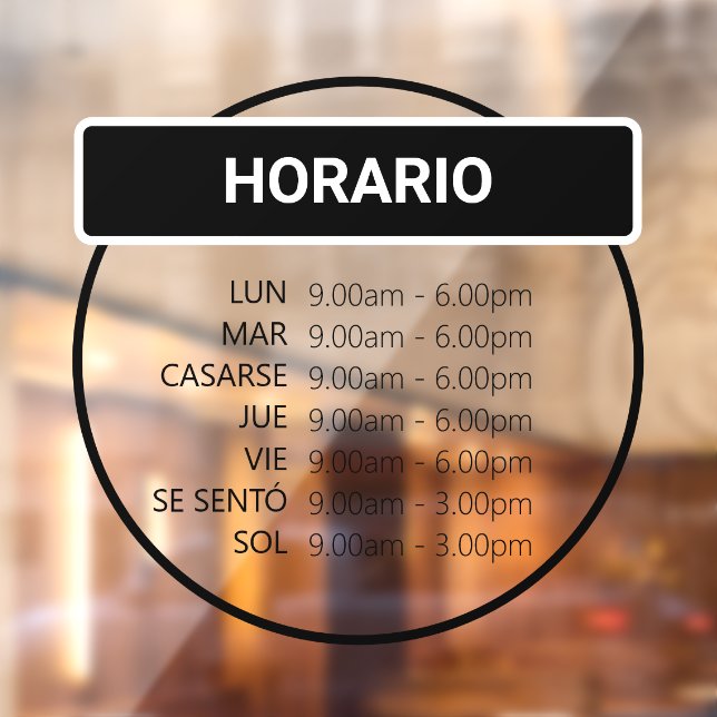 Adhesivo de ventana de horario comercial redondo (Sheet 2)