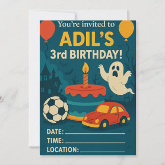 Adil’s 3rd Birthday Party Invitation – Editable Na