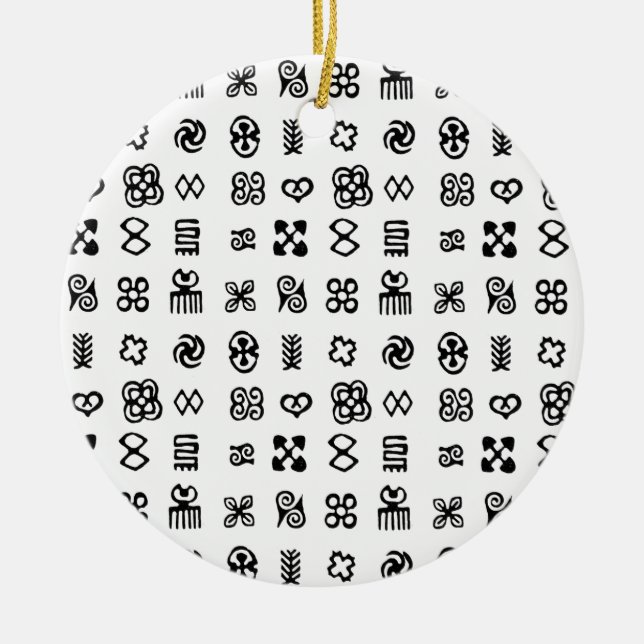 Adinkra African Symbols Ceramic Tree Decoration (Front)