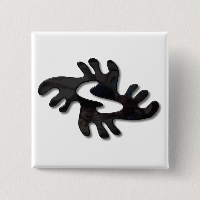 Adinkra-peace-shiny black 15 cm square badge (Front)