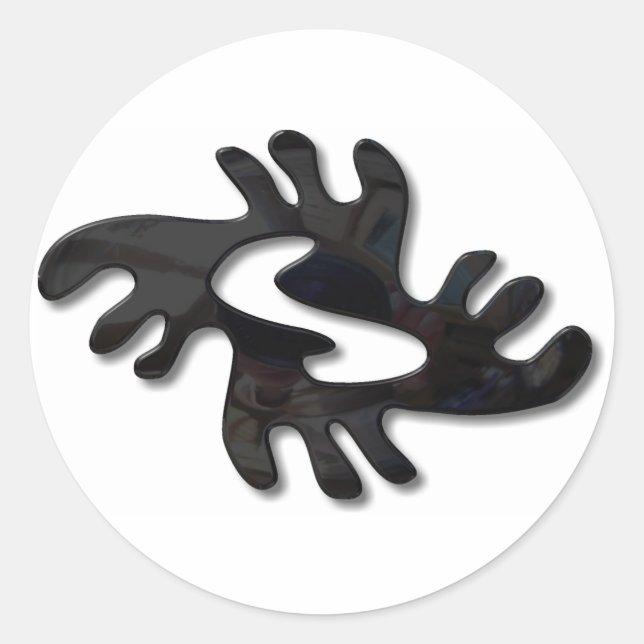 Adinkra-peace-shiny black classic round sticker (Front)