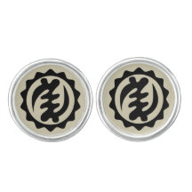 Adinkra Symbol Cufflinks Nyame Ohene Black on Grey