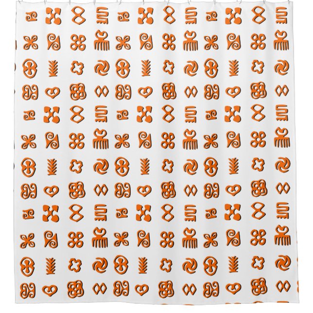 Adinkra Symbols in Orange And Black Shower Curtain (Front)