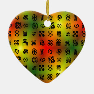 Adinkra Symbols With African Colours Ceramic Tree Decoration