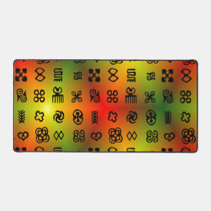 Adinkra Symbols With African Colours Desk Mat
