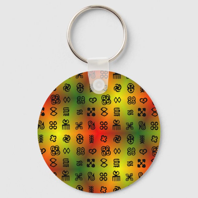 Adinkra Symbols With African Colours Key Ring (Front)