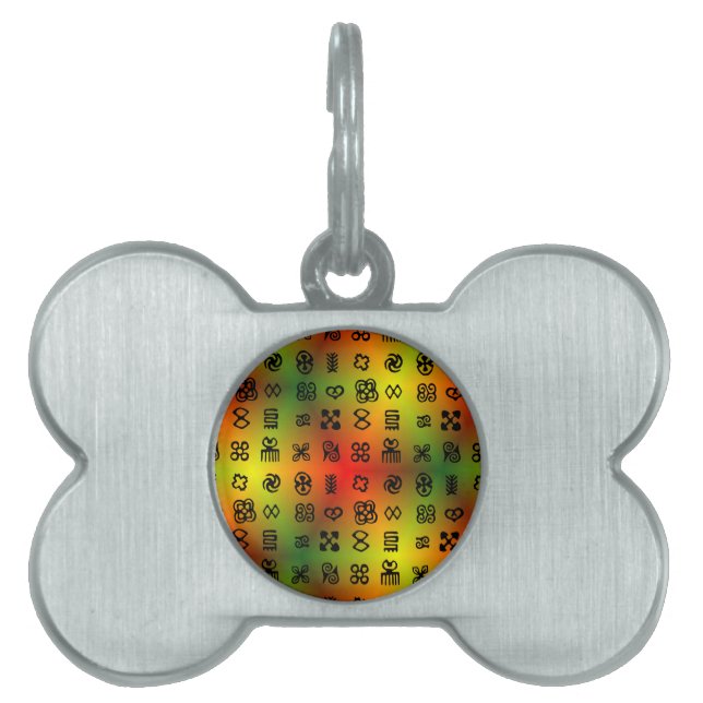 Adinkra Symbols With African Colours Pet Tag (Front)