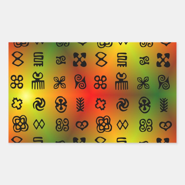 Adinkra Symbols With African Colours Rectangular Sticker (Front)