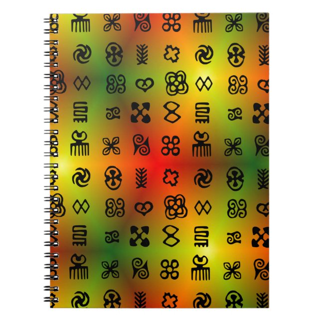 Adinkra Symbols With African Colours Spiral Notebook (Front)