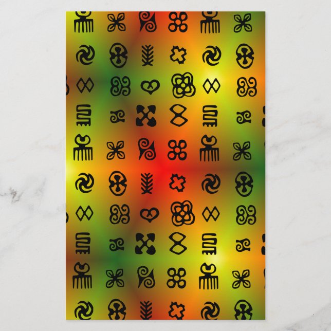 Adinkra Symbols With African Colours Stationery (Front)