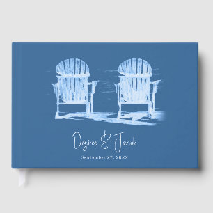 Adirondack Beach Chairs Azure Blue White Wedding Guest Book