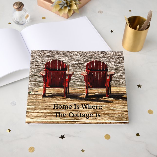 Adirondack Beach Chairs Brown Rustic Cottage Guest Book (Front Open)