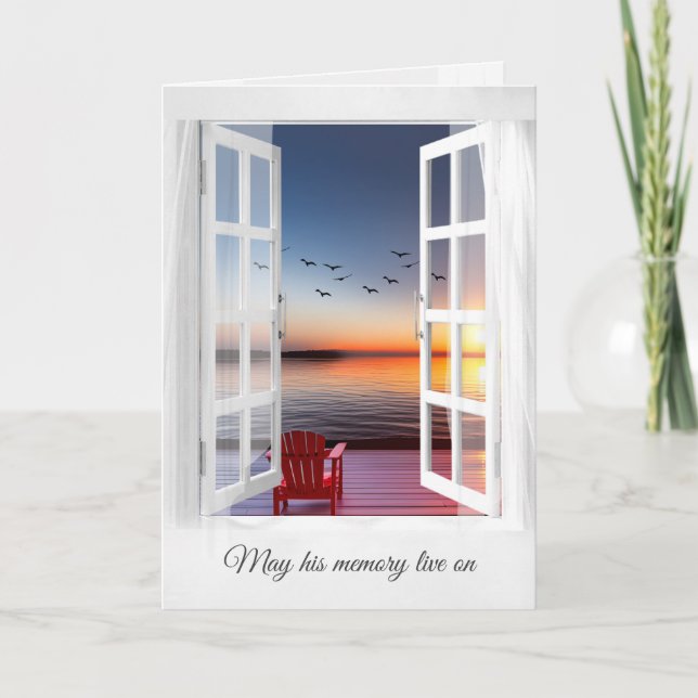 Adirondack Chair In Window Sympathy Card (Front)