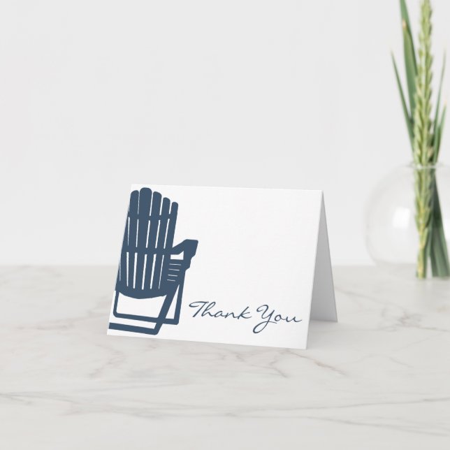 Adirondack Chair Navy Blue Thank You Card (Front)