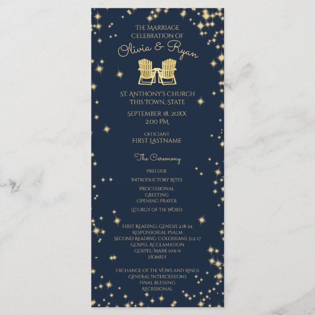 Adirondack Chairs and Starry Sky Navy Blue Programme (Front)