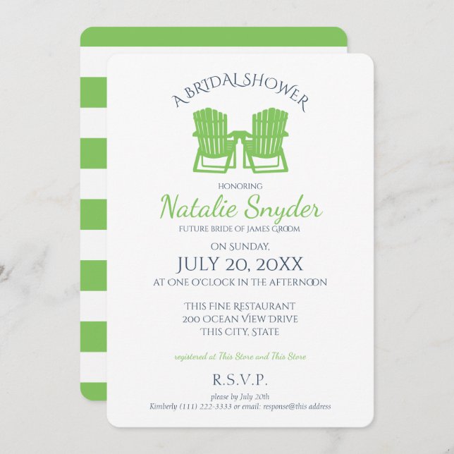 Adirondack Chairs Bridal Shower Invitation (Front/Back)