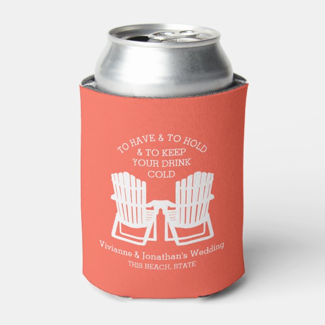 Adirondack Chairs Coral Can Cooler (Can Front)