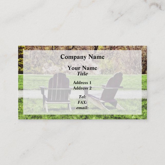 Adirondack Chairs In Spring Business Card (Front)
