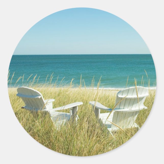 Adirondack Chairs in the Dunes Classic Round Sticker (Front)
