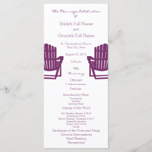Adirondack Chairs Plum Beach Wedding Program Programme