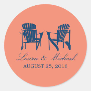 Adirondack Chairs Wedding Classic Round Sticker