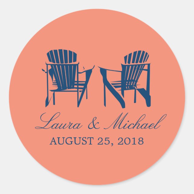 Adirondack Chairs | Wedding Classic Round Sticker (Front)