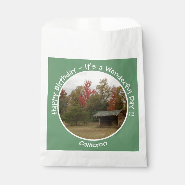 Adirondack Lean-to in Autumn Birthday Party Items Favour Bags (Front)