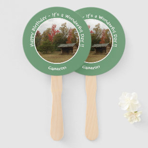 Adirondack Lean-to in Autumn Birthday Party Items Hand Fan