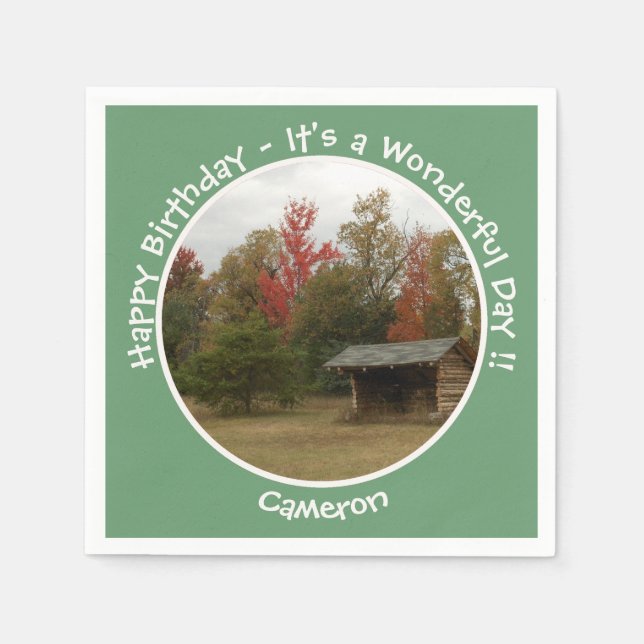 Adirondack Lean-to in Autumn Birthday Party Items Napkin (Front)