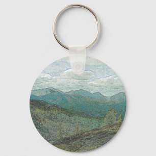 Adirondack Mountain Peaks Panorama Key Ring
