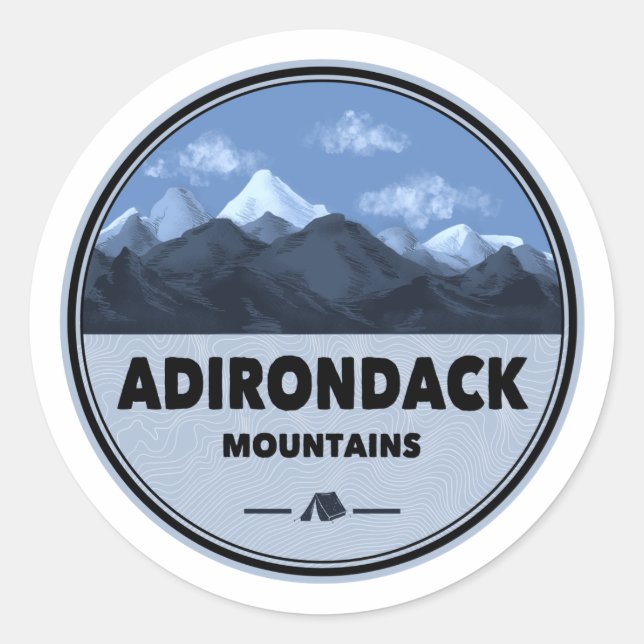 Adirondack Mountains New York Camping Classic Round Sticker (Front)