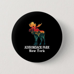 Adirondack Park Moose Silhouette Hiking New York 6 Cm Round Badge