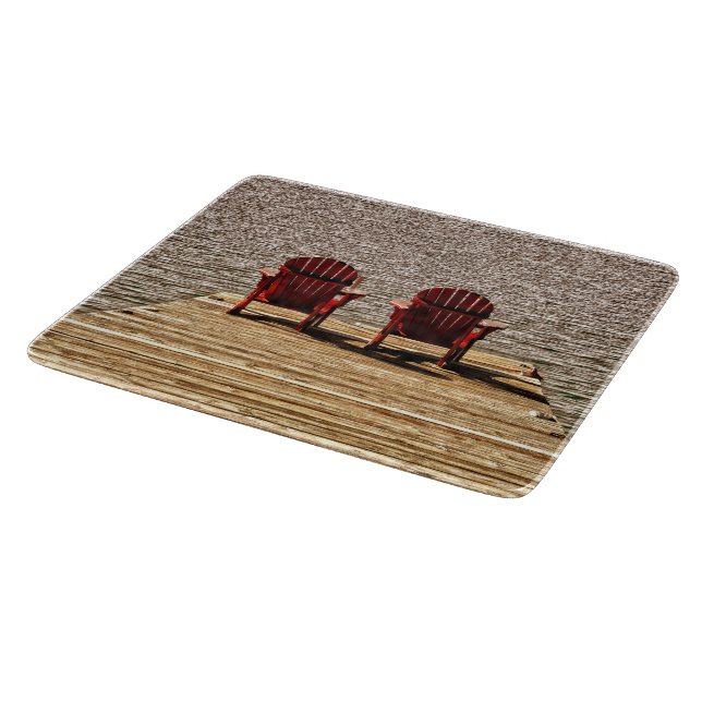 Adirondack Red Beach Chairs Cottage Country Cutting Board (Corner)