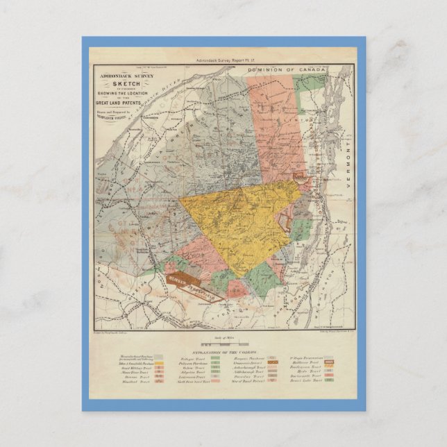 Adirondack Survey Sketch - Verplanck Colvin Map Postcard (Front)