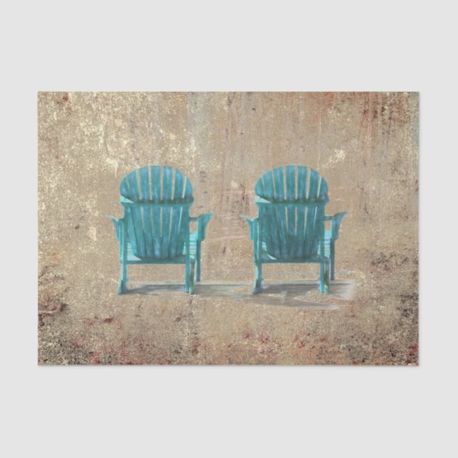 Adirondack Teal Brown Texture Beach Chairs Tissue Paper (Front)