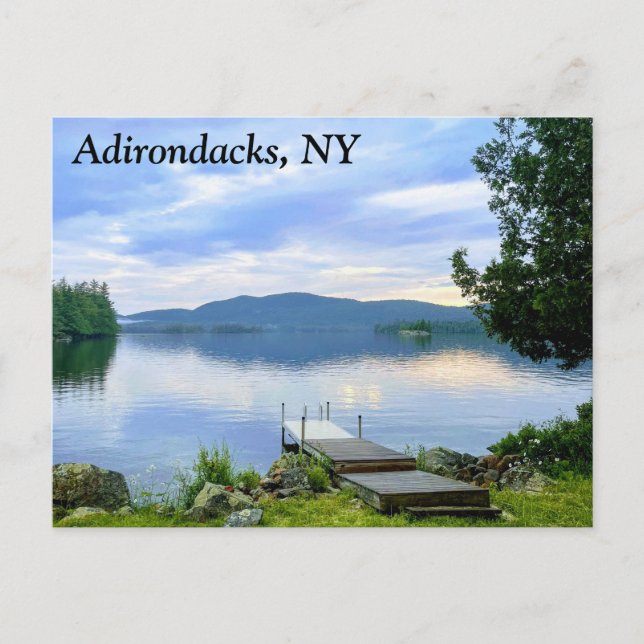 Adirondacks, NY Lake and Kayaks Postcard (Front)