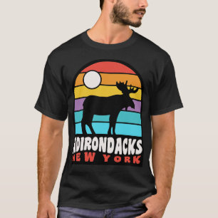 Adirondacks NY Moose Badge Adirondack Mountains T-Shirt