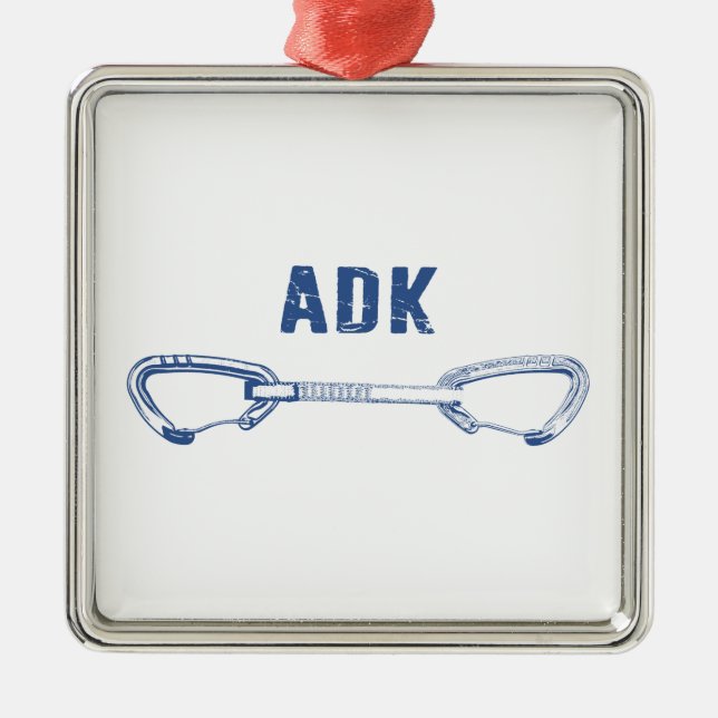 Adirondacks Rock Climbing Quickdraw Metal Tree Decoration (Front)