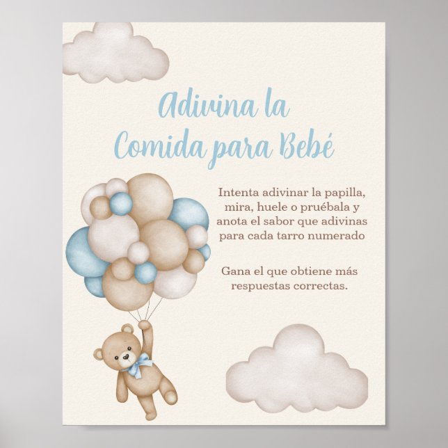 Adivina la comida para Bebé Baby Shower Boy Poster (Front)
