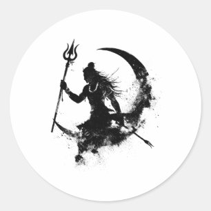 Adiyogi Lord Shiva Maha Shivratri Hindu Mahadev Om Classic Round Sticker